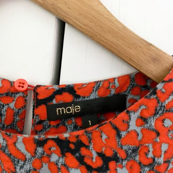 Maje Ruffled Leopard-print Crepe Midi Dress In Multi - Picture 7 of 15